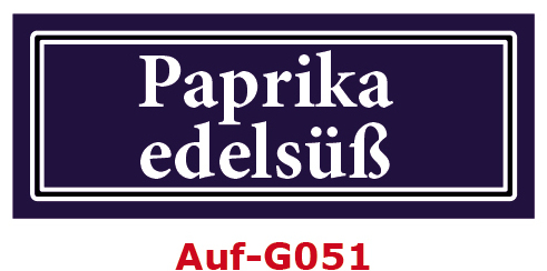 Paprika edelsüß Etiketten 40 x 16 mm aus stabiler Vinylfolie, witterungsbeständig und wasserfest