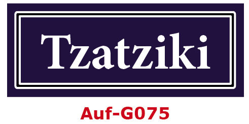 Tzatziki Etiketten 40 x 16 mm aus stabiler Vinylfolie, witterungsbeständig und wasserfest